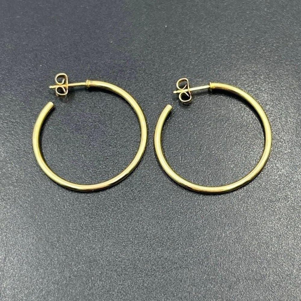 14k Yellow Gold Classic Timeless Versatile Pierced Hoop Earrings 30mm, 1.7 grams